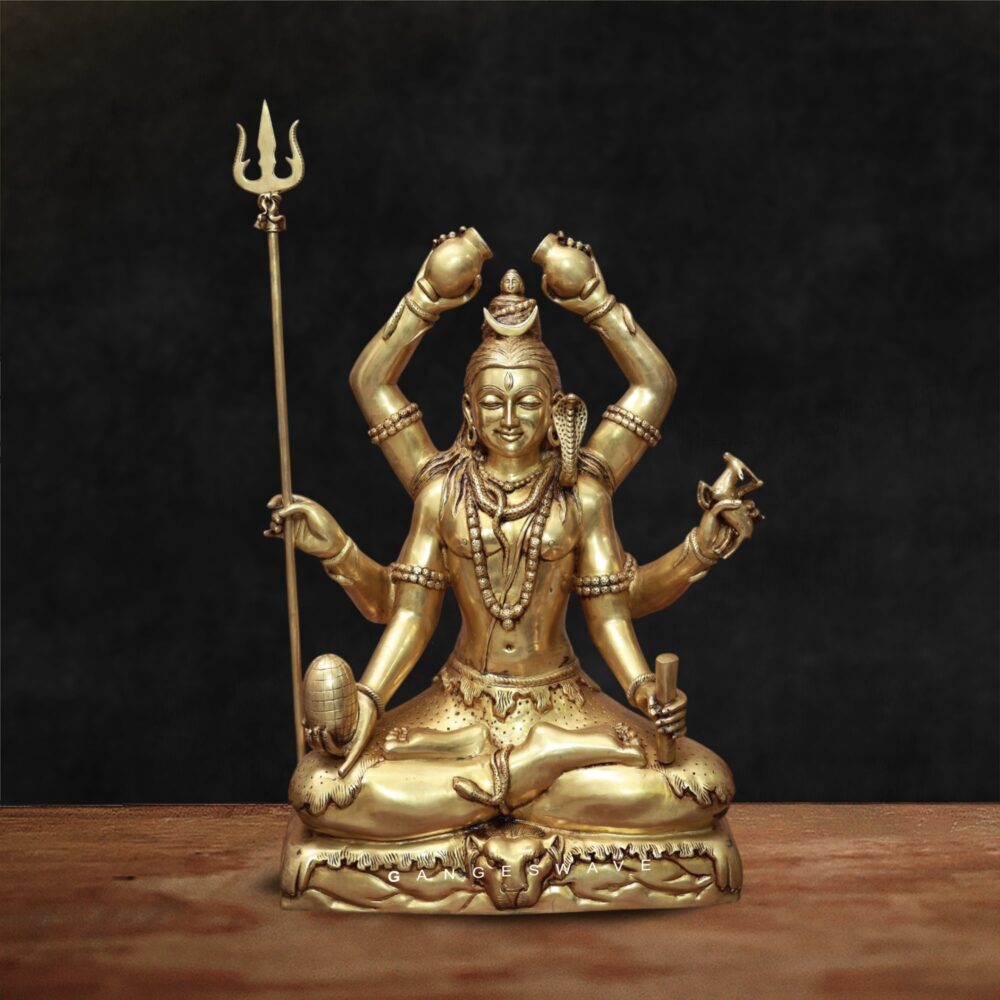 23" Large Chatur Bhuja Shiva Brass Statue