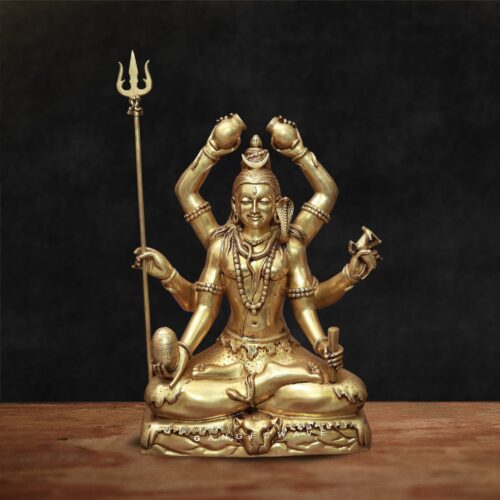 23" Large Chatur Bhuja Shiva Brass Statue