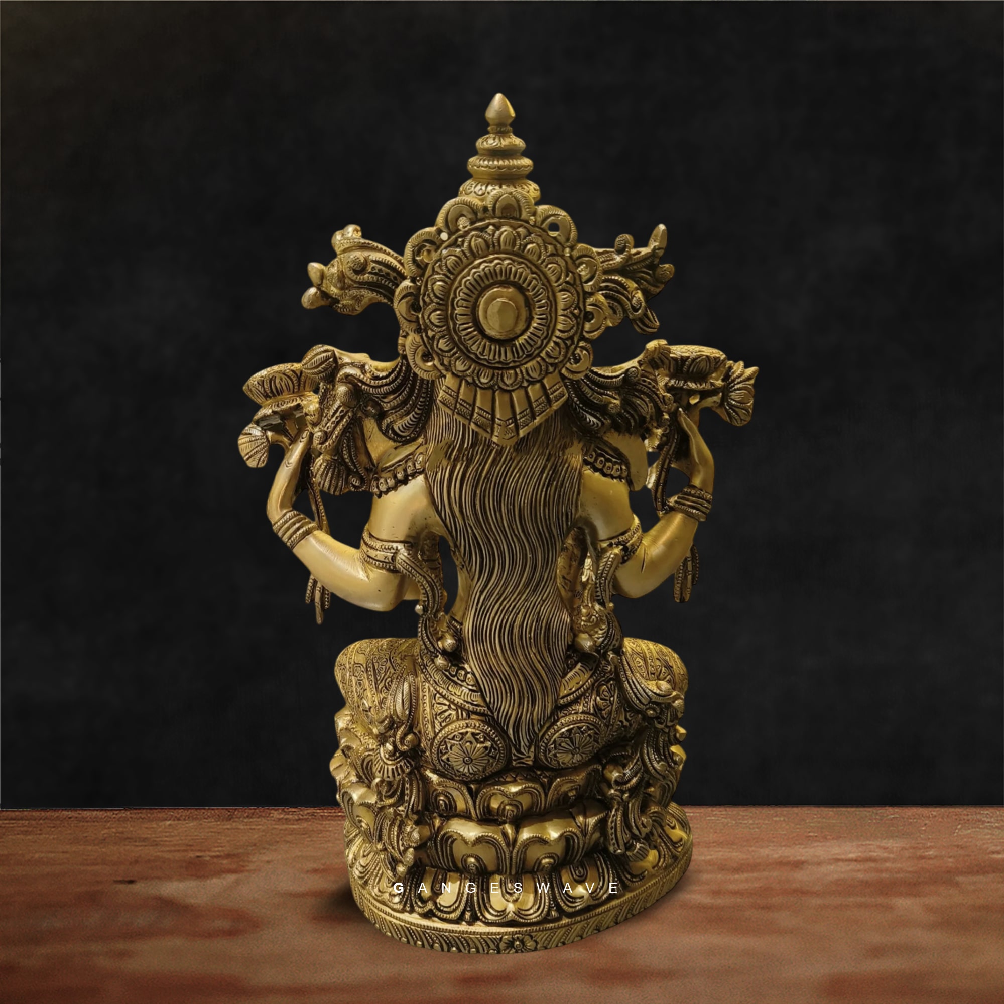 MaLakshmi Chola Sculpted Superfine Brass Statue - 15 inches - Image 4