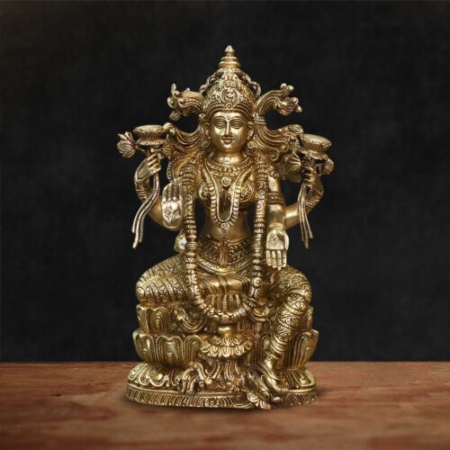 MaLakshmi Chola Sculpted Superfine Brass Statue - 15 inches