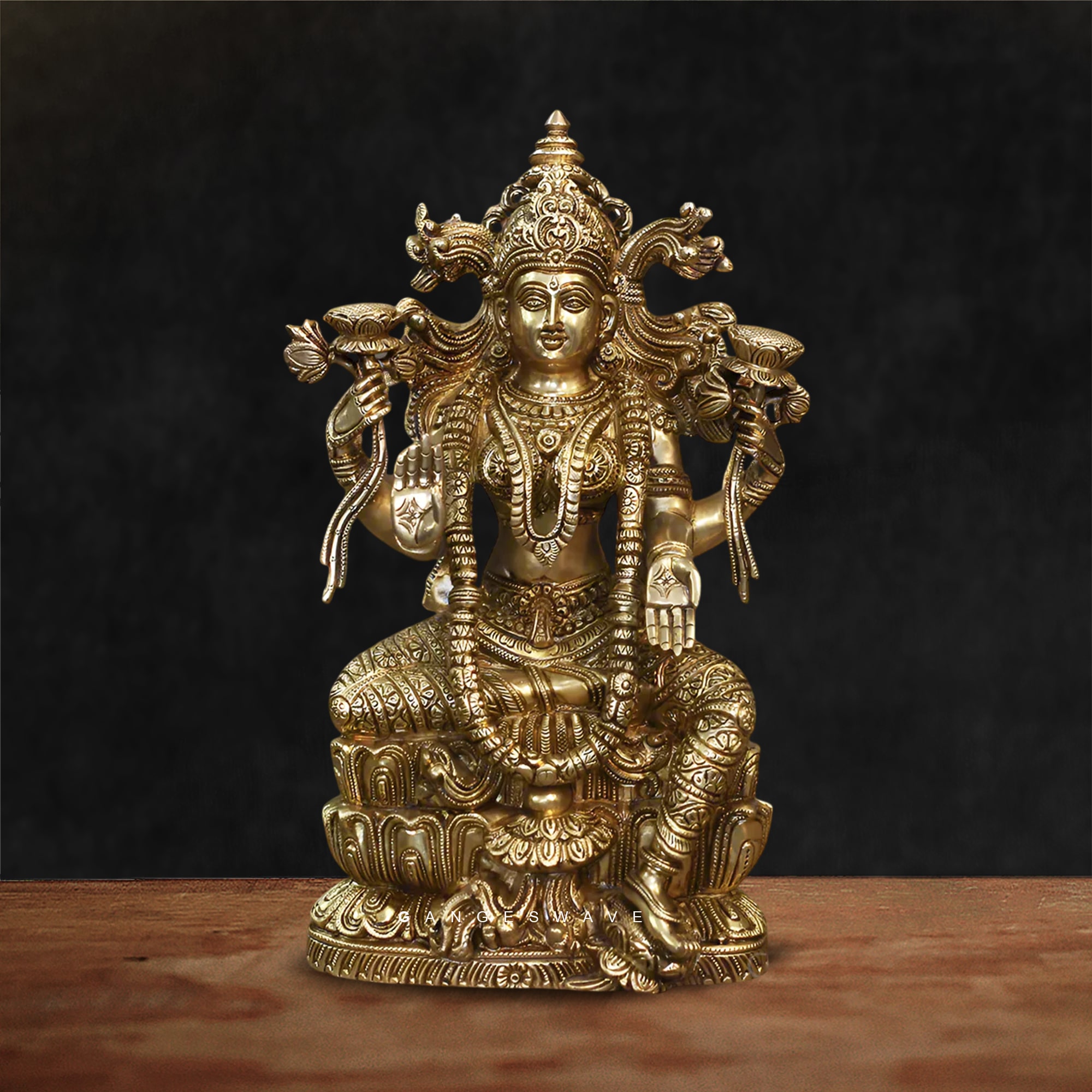 MaLakshmi Chola Sculpted Superfine Brass Statue - 15 inches - Image 9