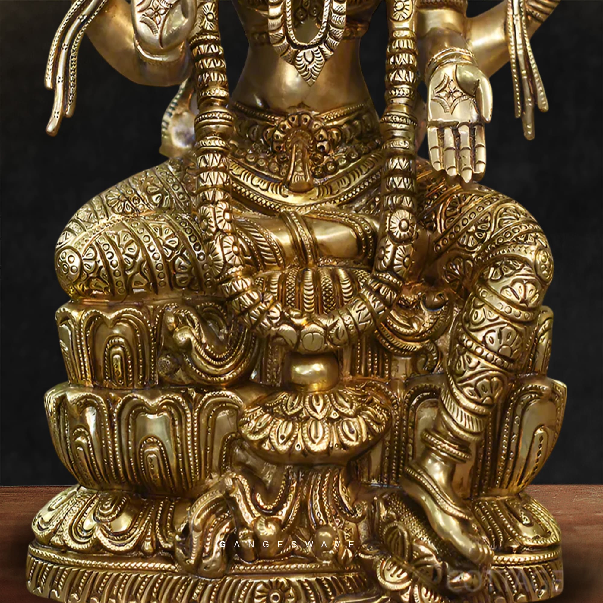 MaLakshmi Chola Sculpted Superfine Brass Statue - 15 inches - Image 8