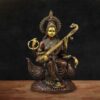 Ma Saraswati Antique Finish Chola Brass Statue - 28 inches