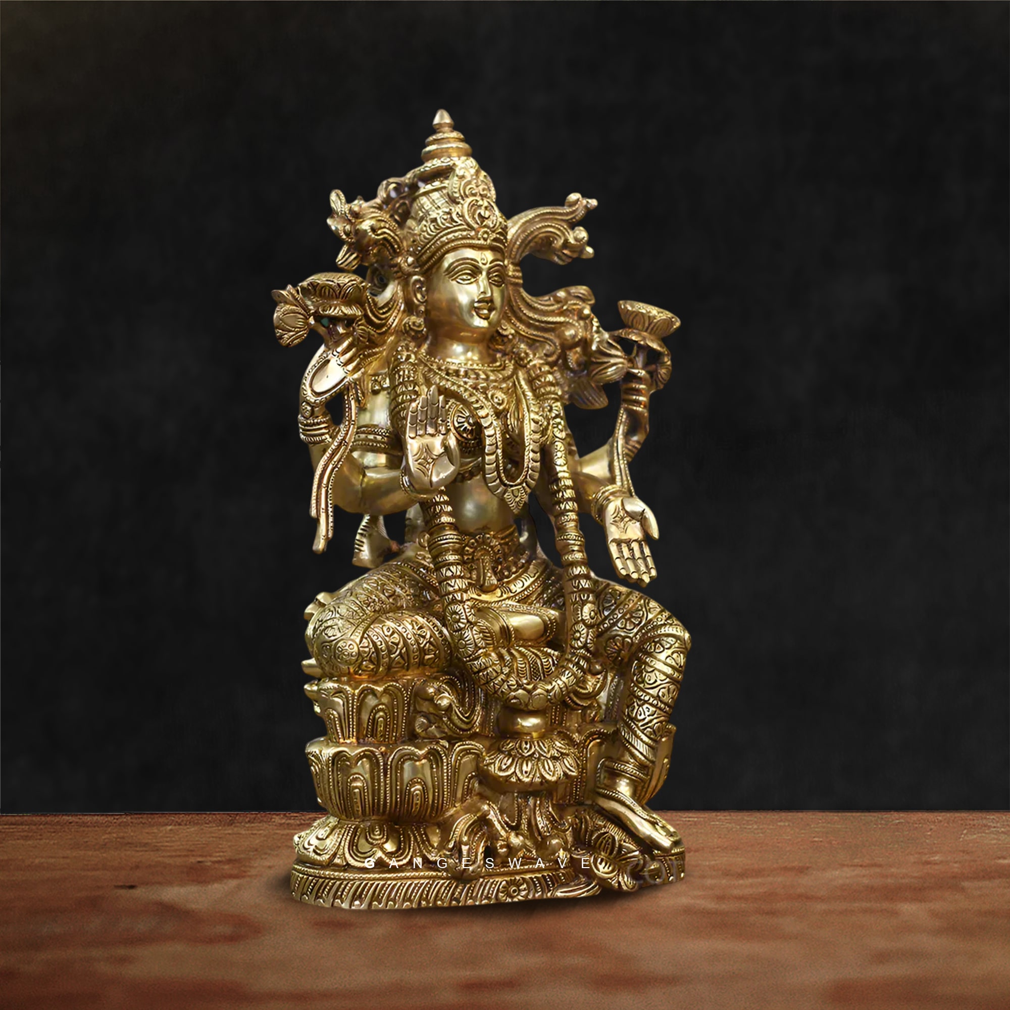 MaLakshmi Chola Sculpted Superfine Brass Statue - 15 inches - Image 2