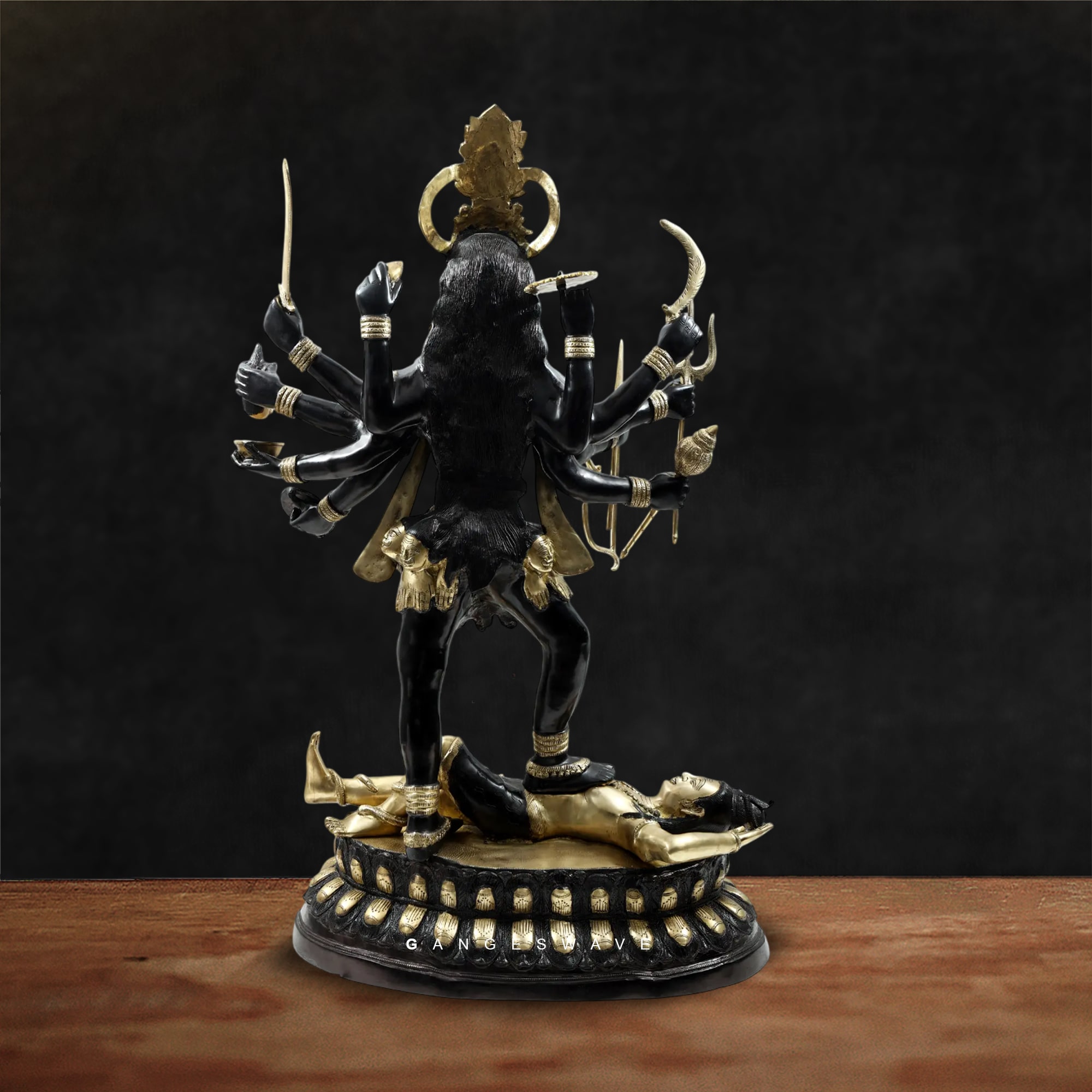 43 inches Exquisite Black & Gold Brass Kali Murti - Image 9