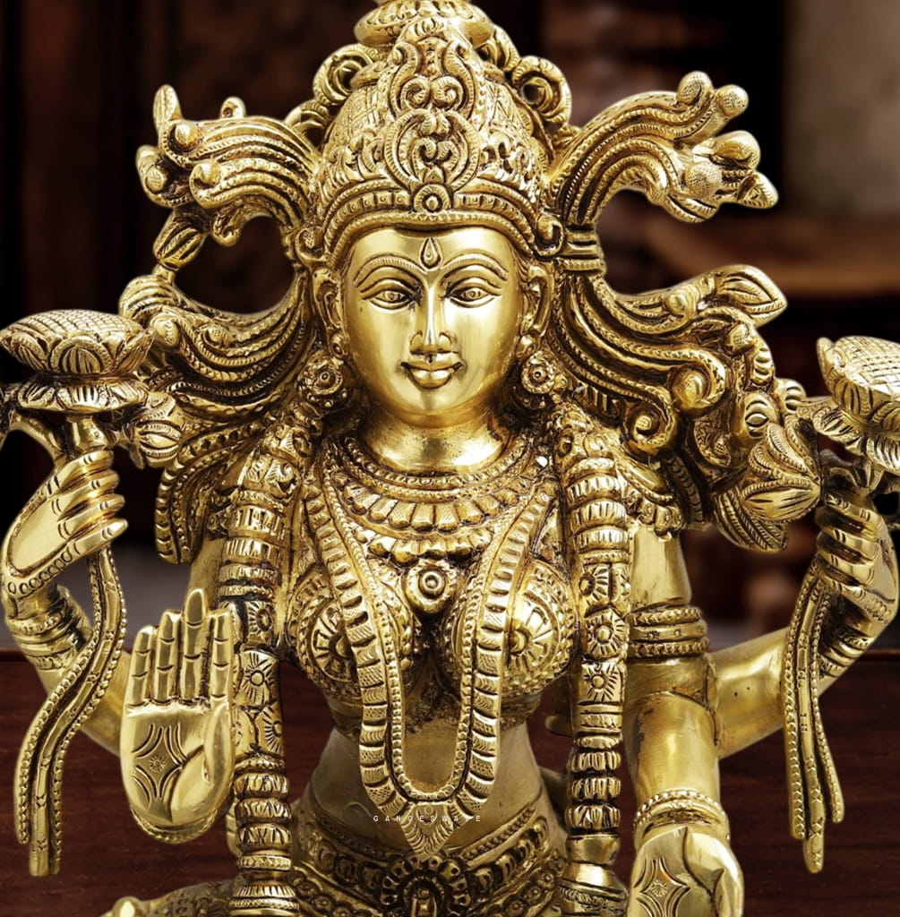 MaLakshmi Chola Sculpted Superfine Brass Statue - 15 inches - Image 5