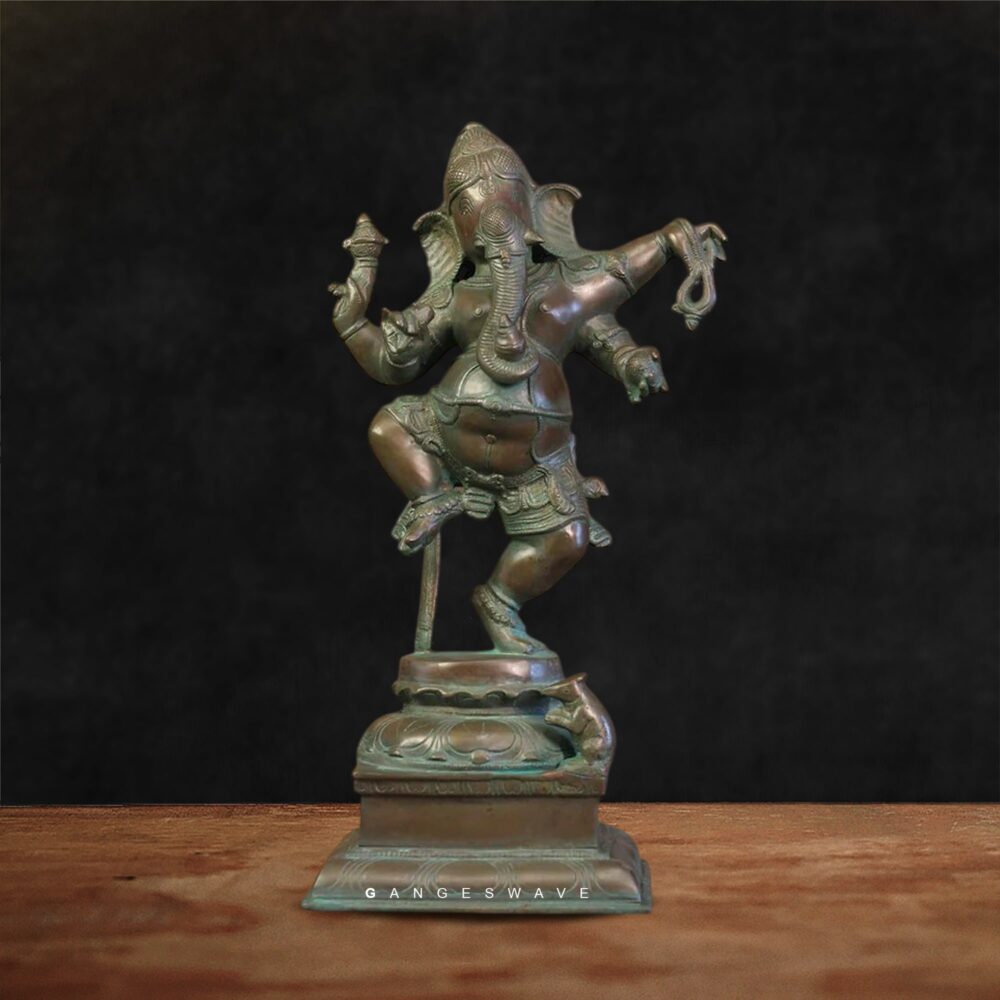 Nritya Ganesh brass statue in bronze finish
