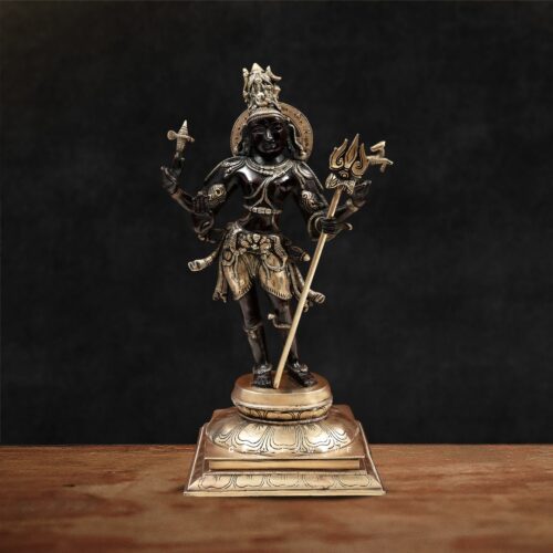 Pashupati Nath Shiva Brass Statue Black and Gold Finish - 32 inches