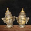 Handcrafted Brass Shiv Parvati Face Idol Set - 9 inches