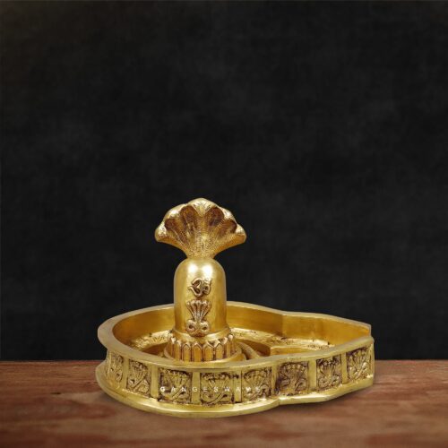 Brass Shivling Idol for Home Temple - 8 inches