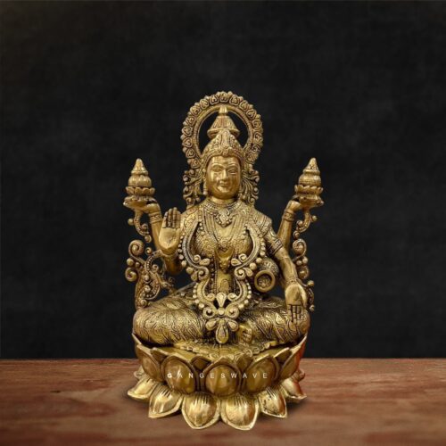 MaLakshmi Idol Sitting on Lotus - 12 inches