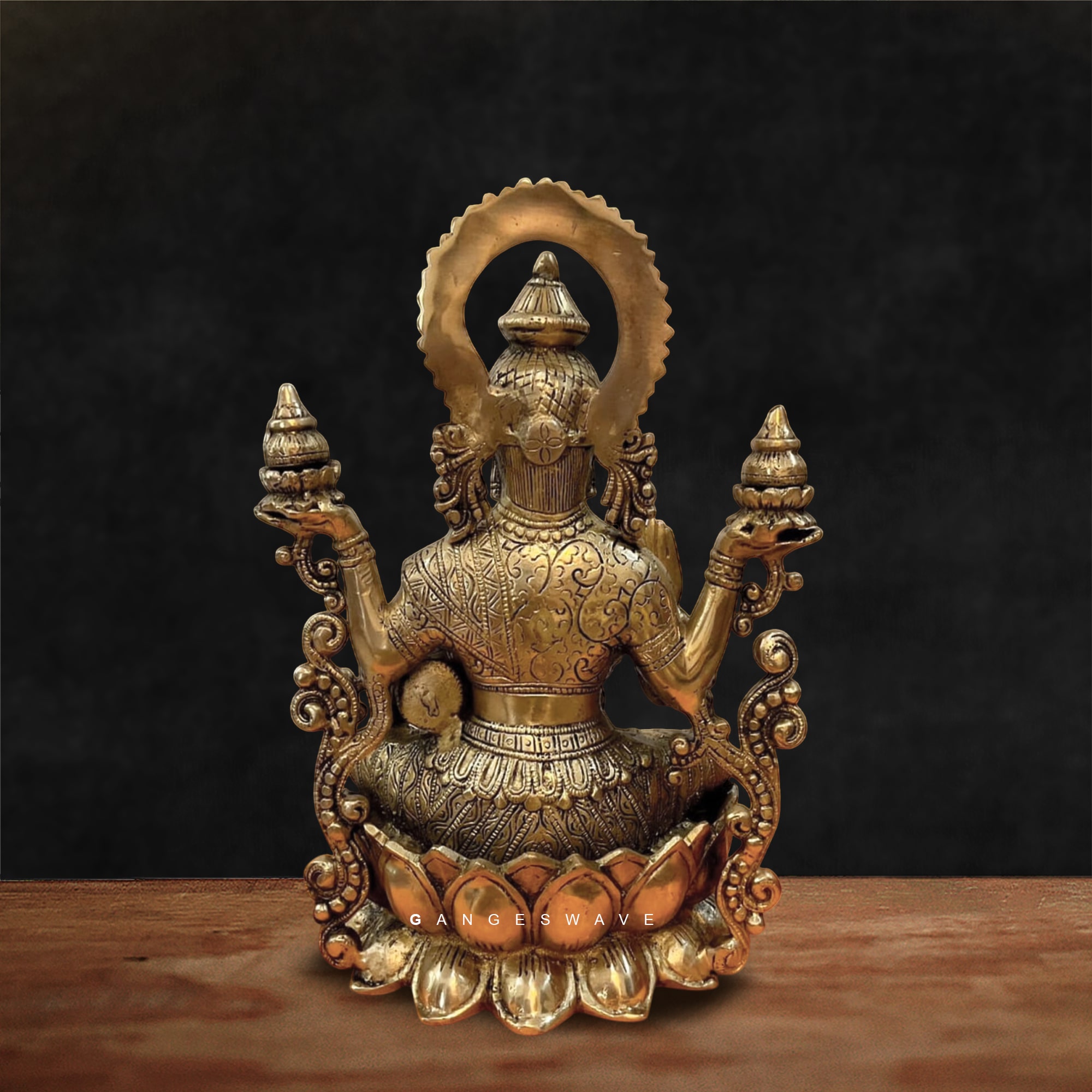 MaLakshmi Idol Sitting on Lotus - 12 inches - Image 3