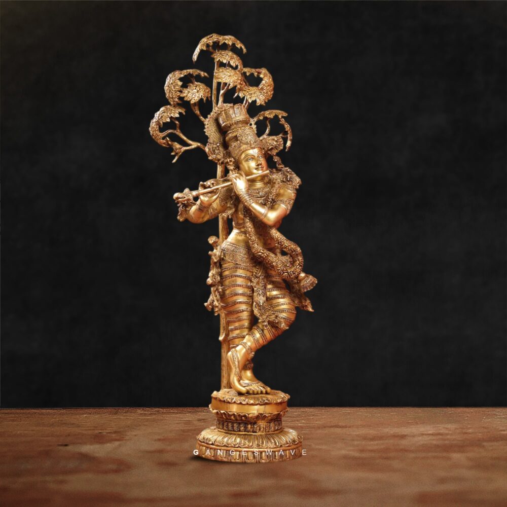 Golden-Brass-Krishna-Statue-Under_Kadamba-Tree