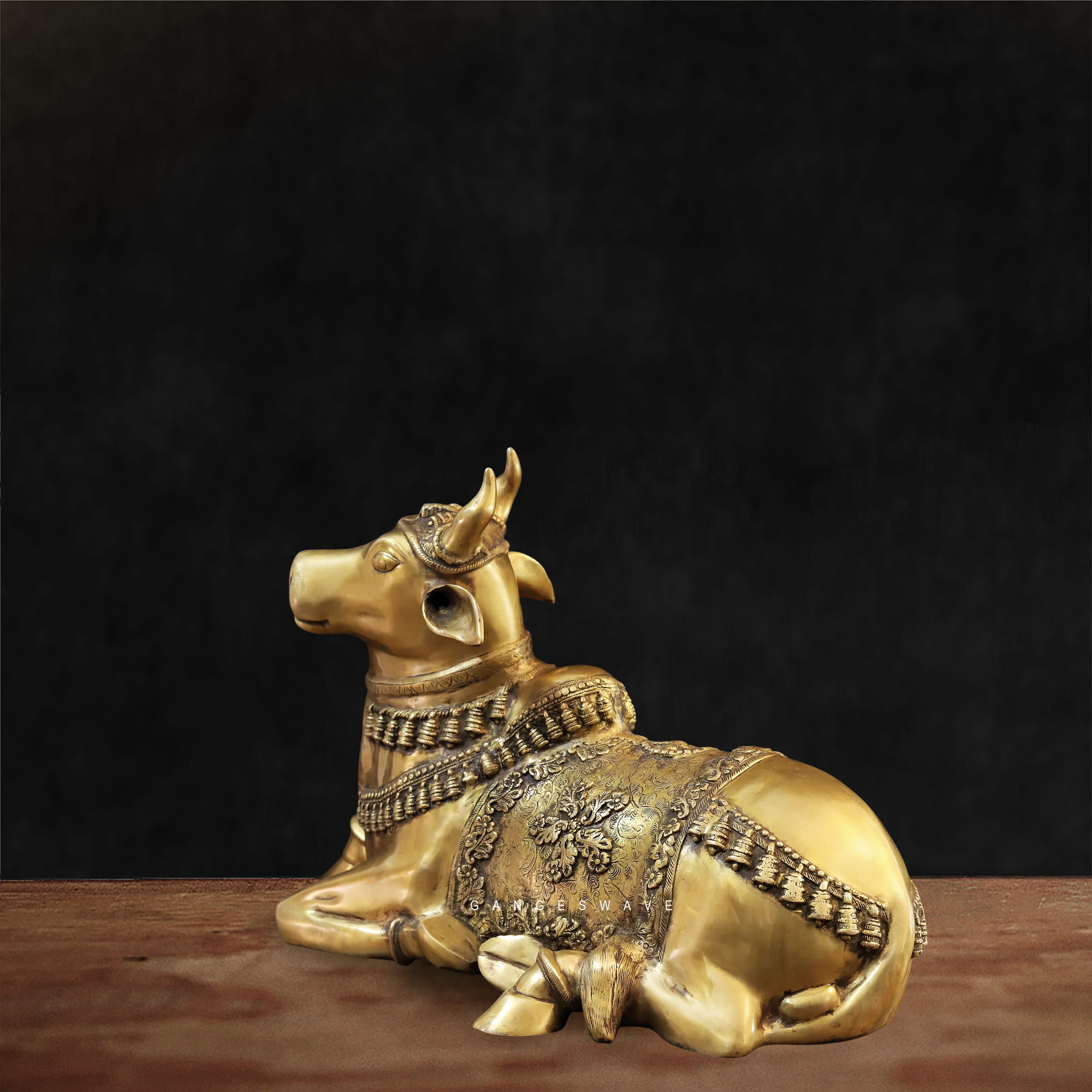 Big Golden Brass Nandi Statue - 21.5" inches - Image 2