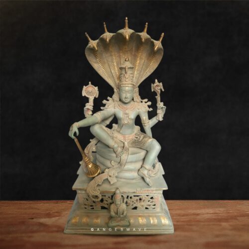 Vishnu on Sesh Naag Vintage Finish Brass Statue
