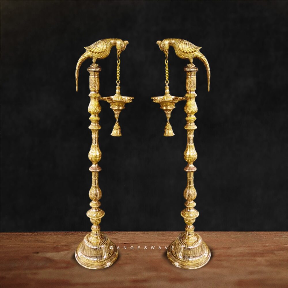 Parrot Superfine Brass Vilakku ( Lamp) - 4 feet