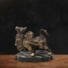 Artistic style brass Nandi bull idol with Om carvings
