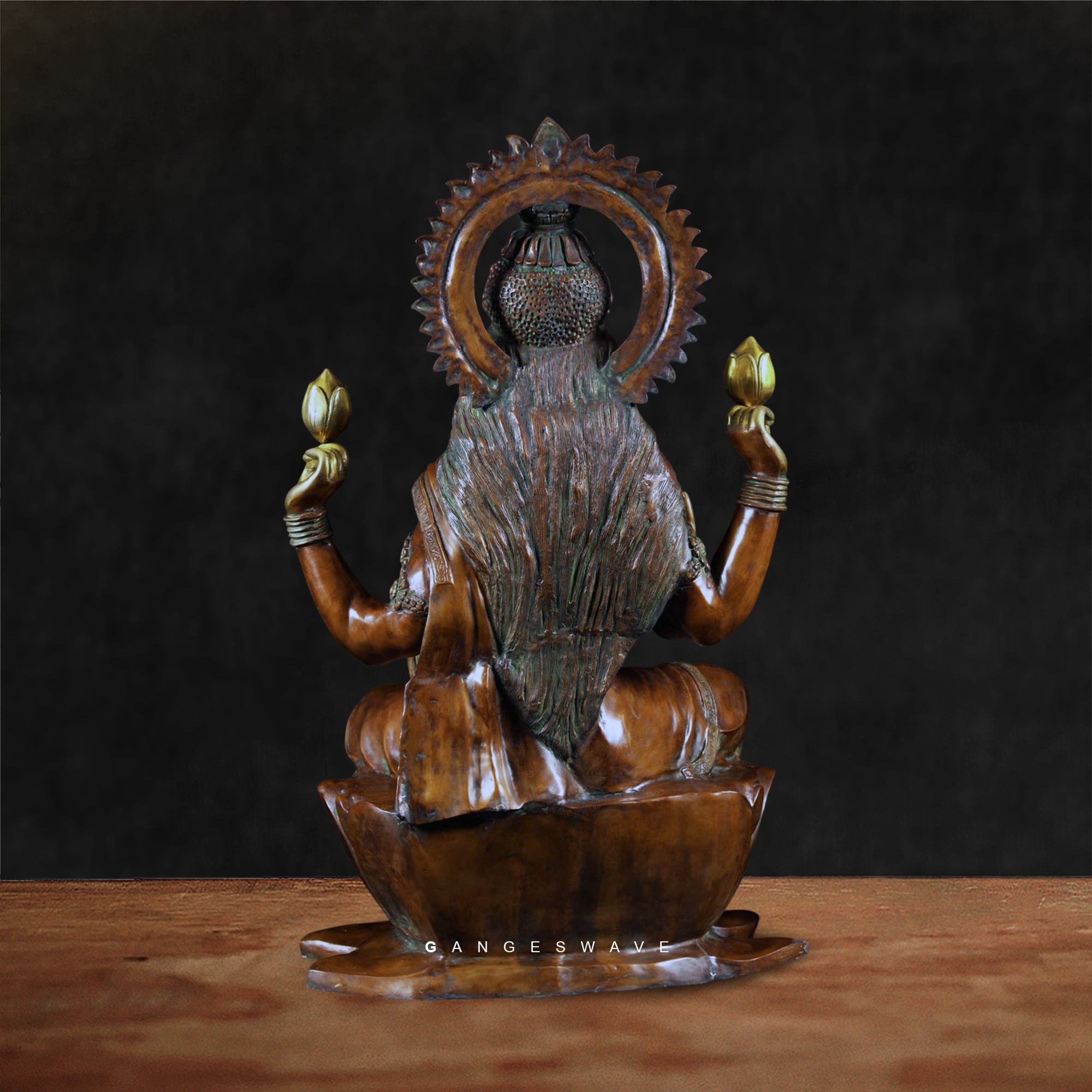 Big Mahalakshmi Brass Statue - 53.5 inches - Image 4