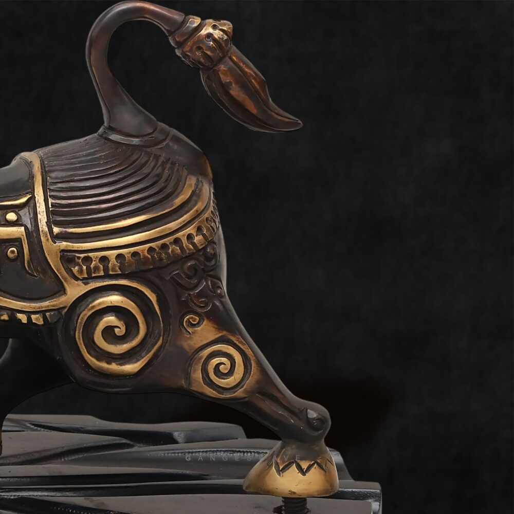 Brass Nandi bull statue for meditation and positivity