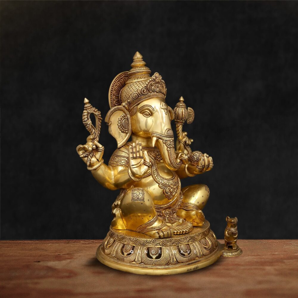 Traditional Brass Ganesh Statue for Home Temple and Office Decor