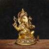Traditional Brass Ganesh Statue for Home Temple and Office Decor