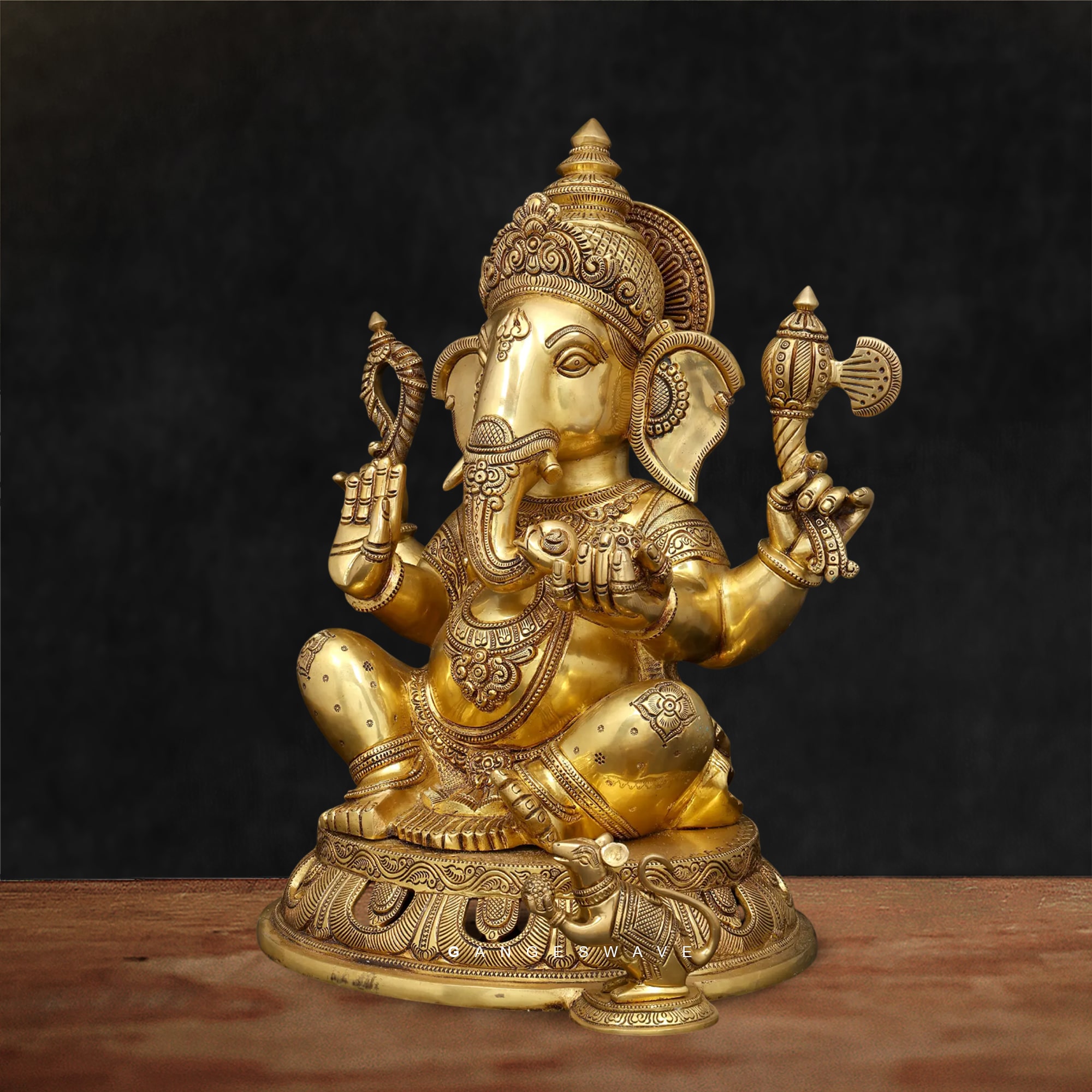 Superfine Finely Handcrafted Brass Ganeshji Murti - 18 inches - Image 4