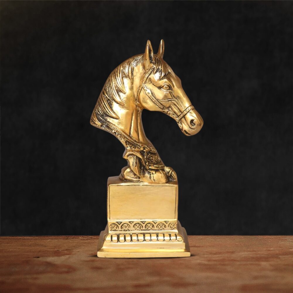Luxury Brass Horse Bust Showpiece with Antique Finish