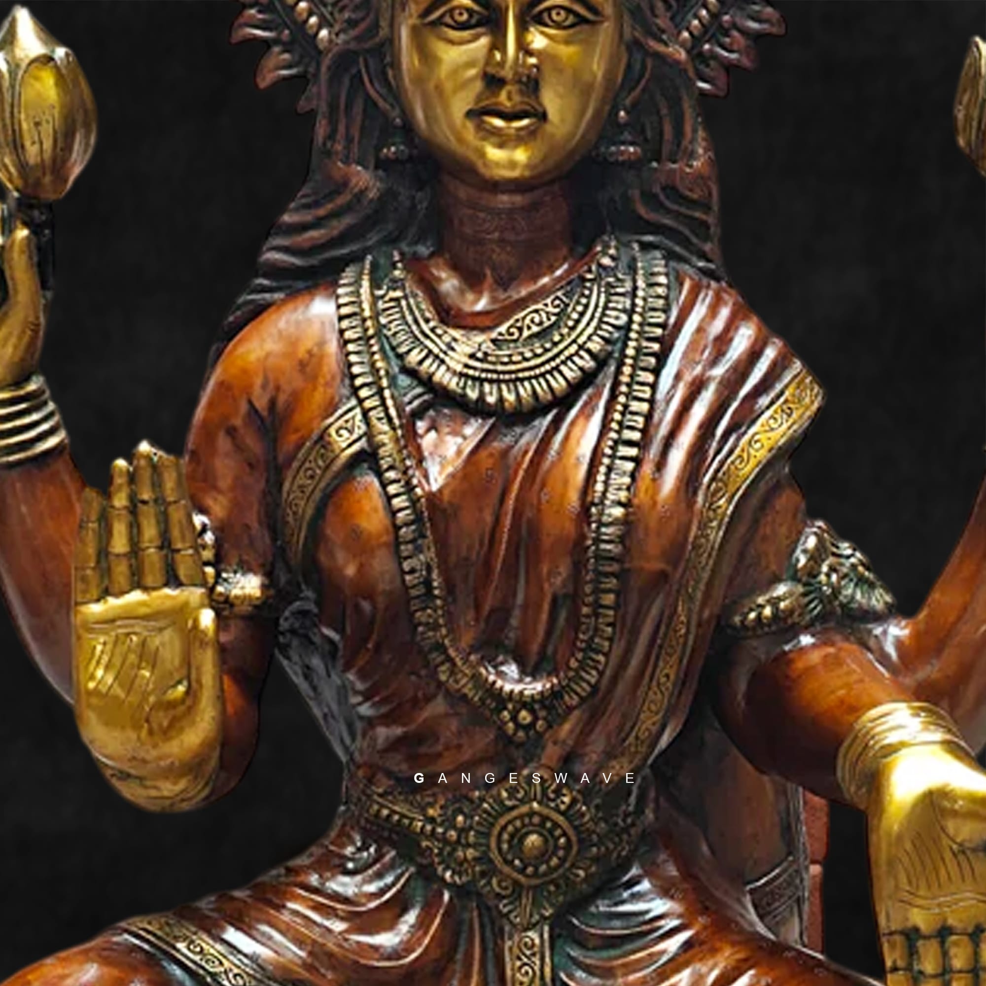 Big Mahalakshmi Brass Statue - 53.5 inches - Image 5