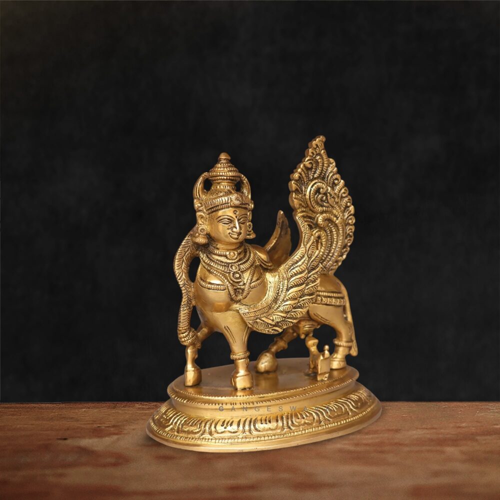 Sacred Kamadhenu Brass Idol – Vastu Cow of Plenty