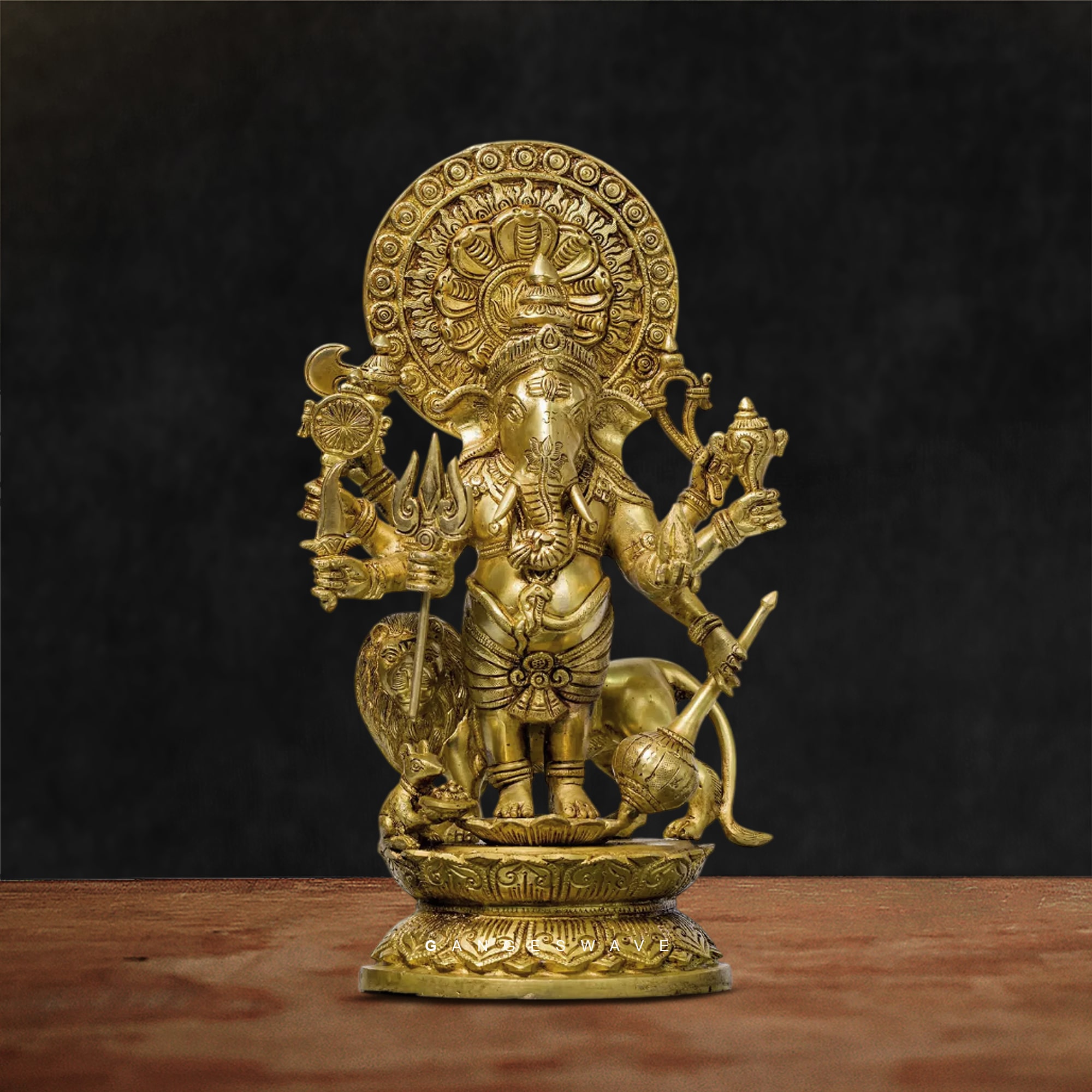 Drishti Ganesha Brass Statue – Handcrafted Hindu God Idol for Home and Office Décor