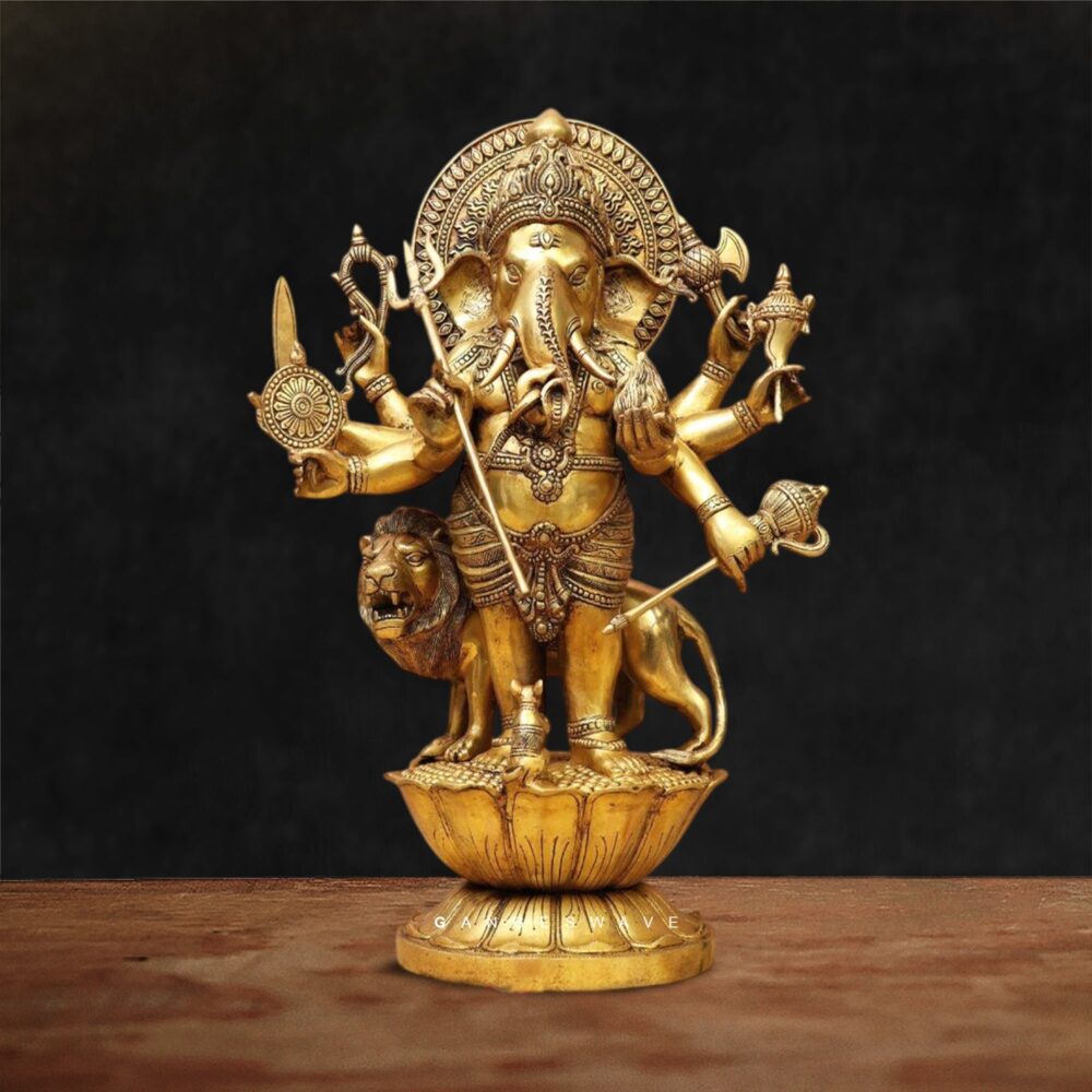 Kana Drishti Big Ganesh Brass Idol - 24 inches