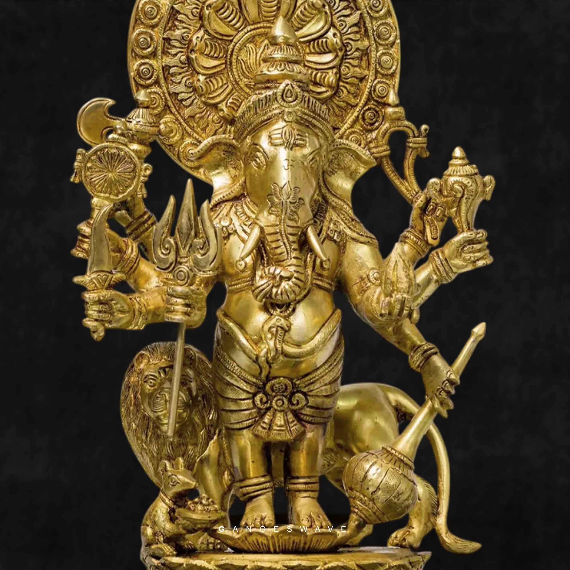 Decorative Brass Ganesha Statue for Living Room, Temple, and Office Desk