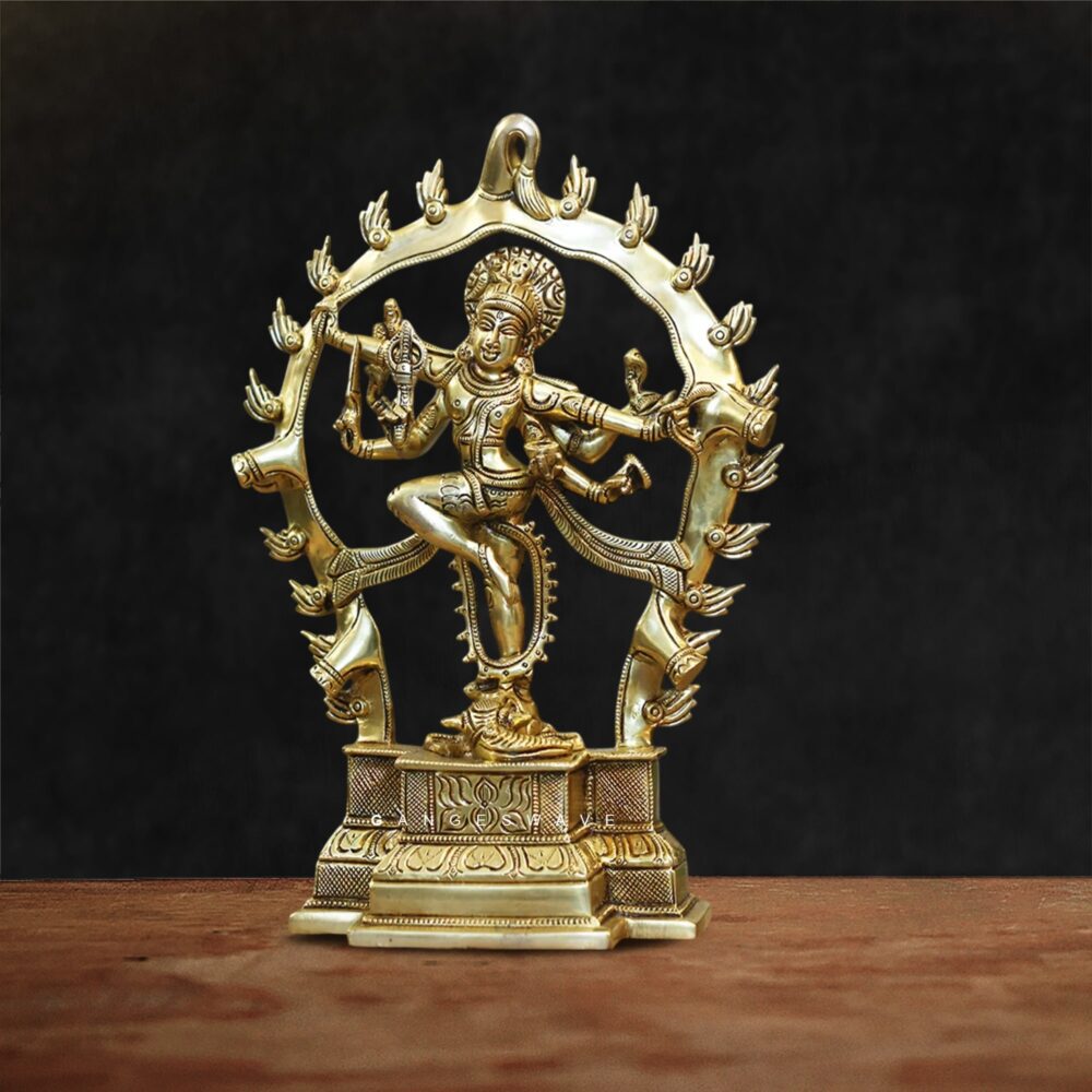 Brass Gajasurasamhara Shiva Statue – Fierce Form of Lord Shiva