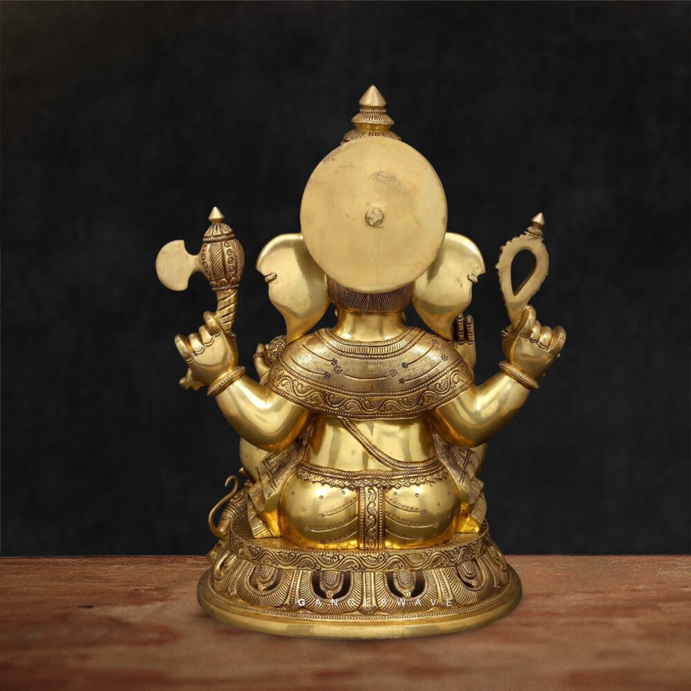 Intricately Carved Brass Ganesh Statue for Positive Energy