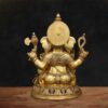 Intricately Carved Brass Ganesh Statue for Positive Energy