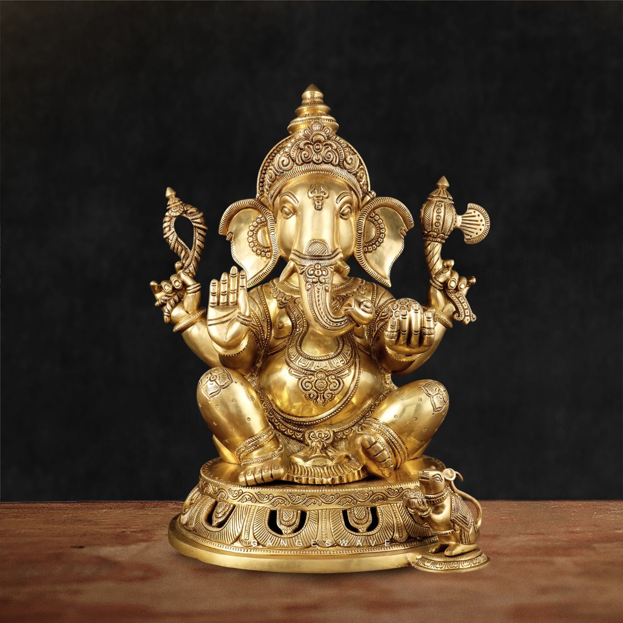 Superfine Finely Handcrafted Brass Ganeshji Murti - 18 inches
