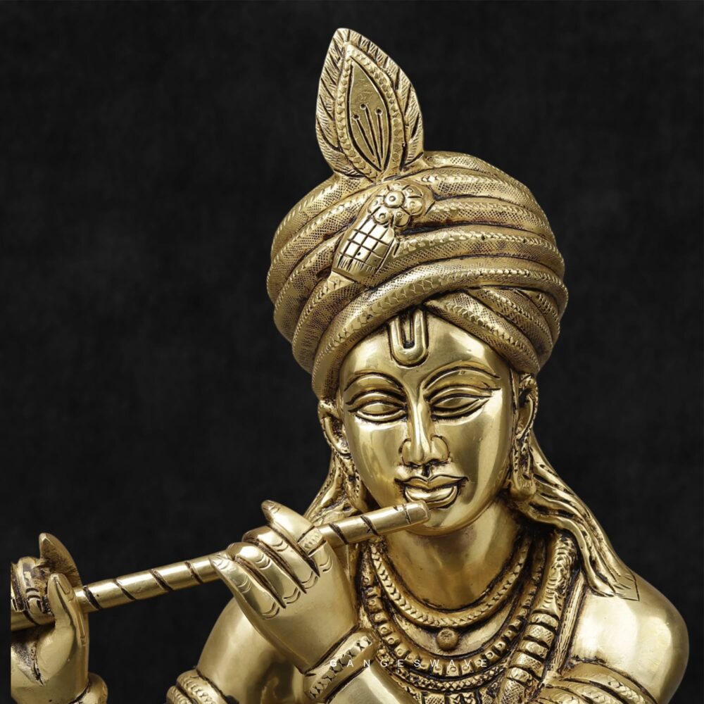 Divine brass Krishna statue for puja and home temple