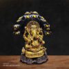Handcrafted Golden Butter Brass Lord Ganesha Idol for Home Temple Décor