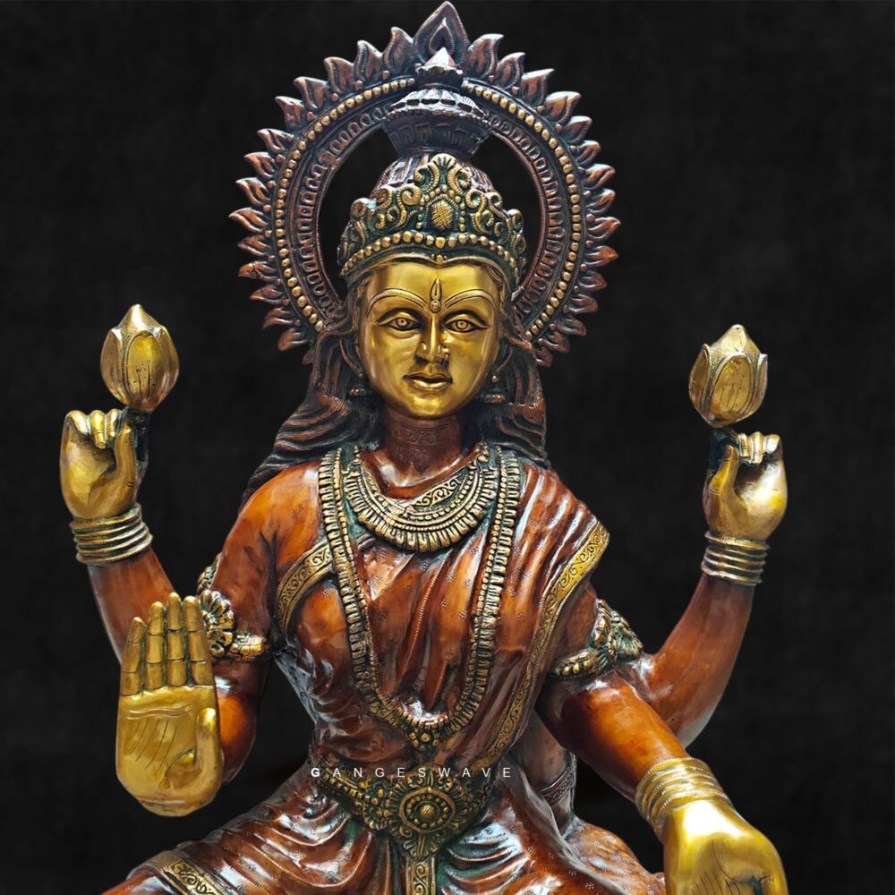 Handcrafted brass Goddess Lakshmi statue for Diwali and festivals