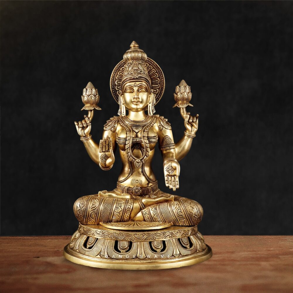 Handcrafted Brass Maa Lakshmi Idol for Home Temple