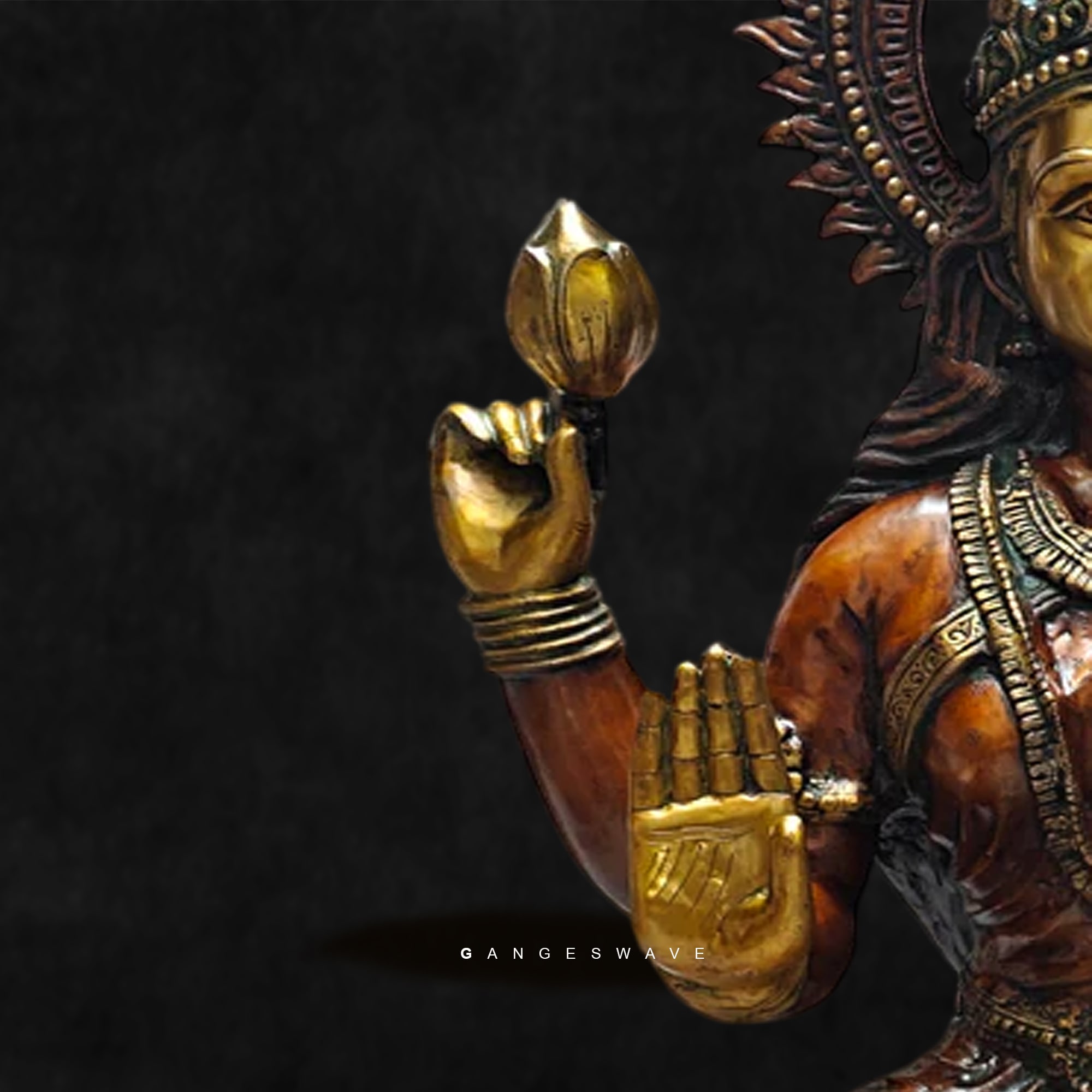 Big Mahalakshmi Brass Statue - 53.5 inches - Image 6