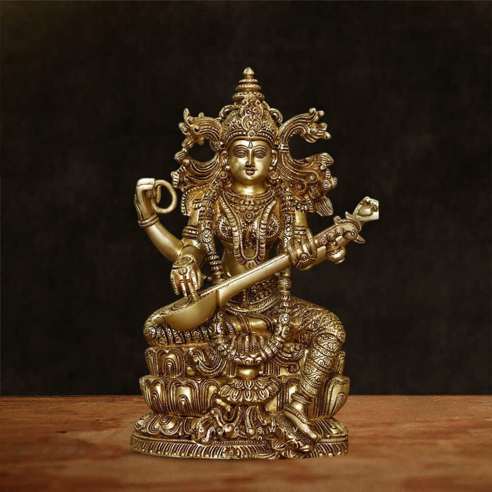 Ma Saraswati Superfine Handcrafted Brass Idol