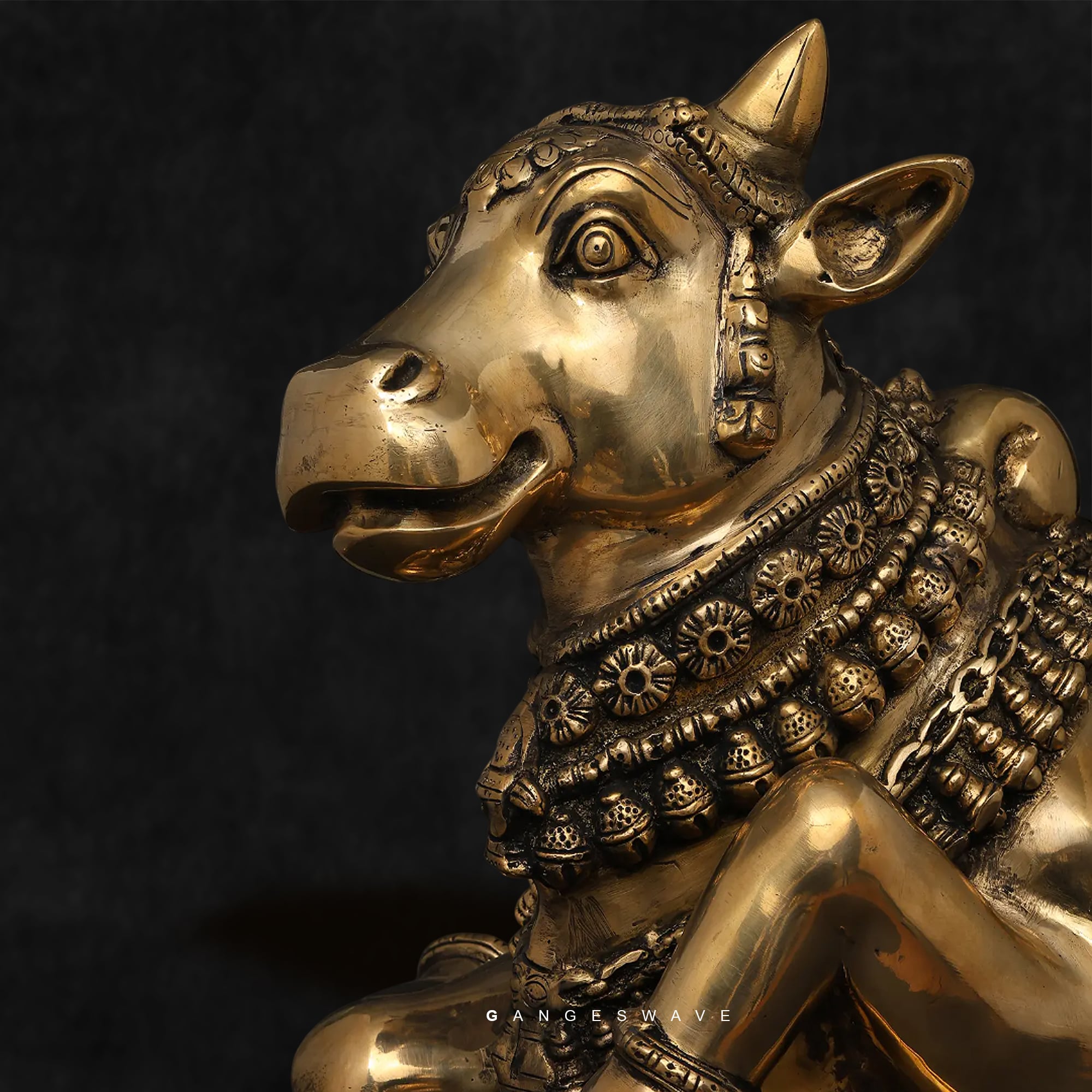Brass Golden Nandi Ji Idol for Home Temple - 22 inches - Image 3