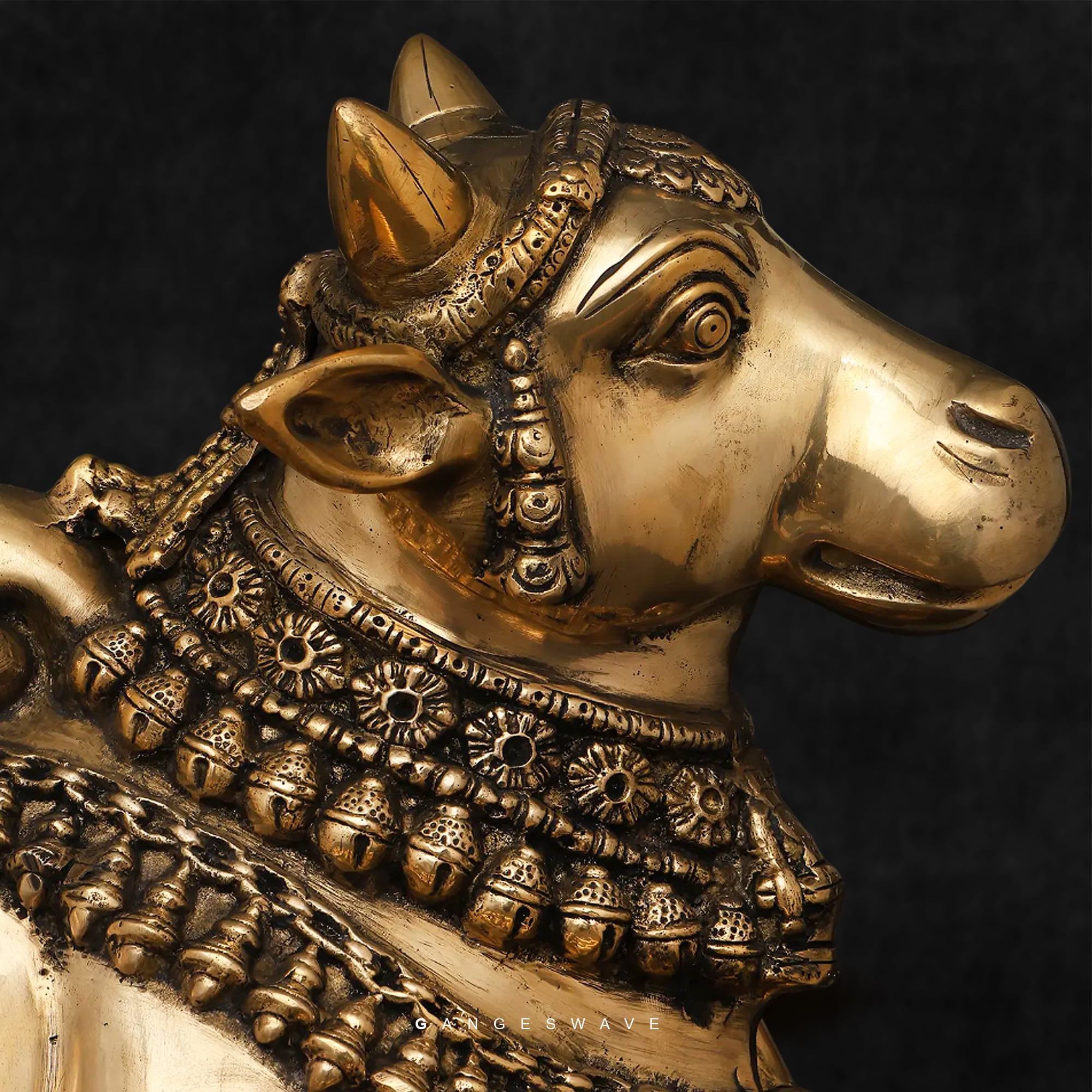 Brass Golden Nandi Ji Idol for Home Temple - 22 inches - Image 2