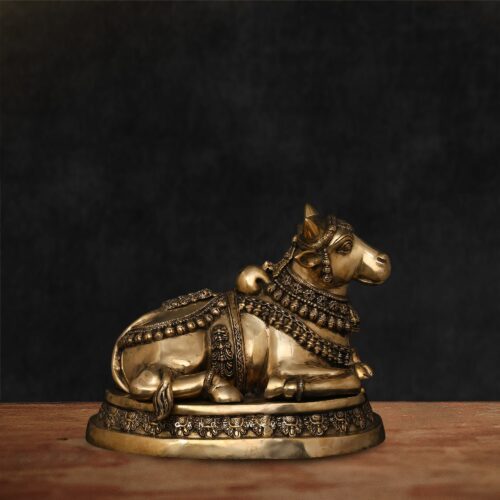 Brass Golden Nandi Ji Idol for Home Temple - 22 inches