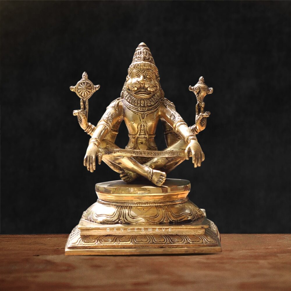 Narasimha Superfine Brass Statue in Yog Mudra-10.5 inches