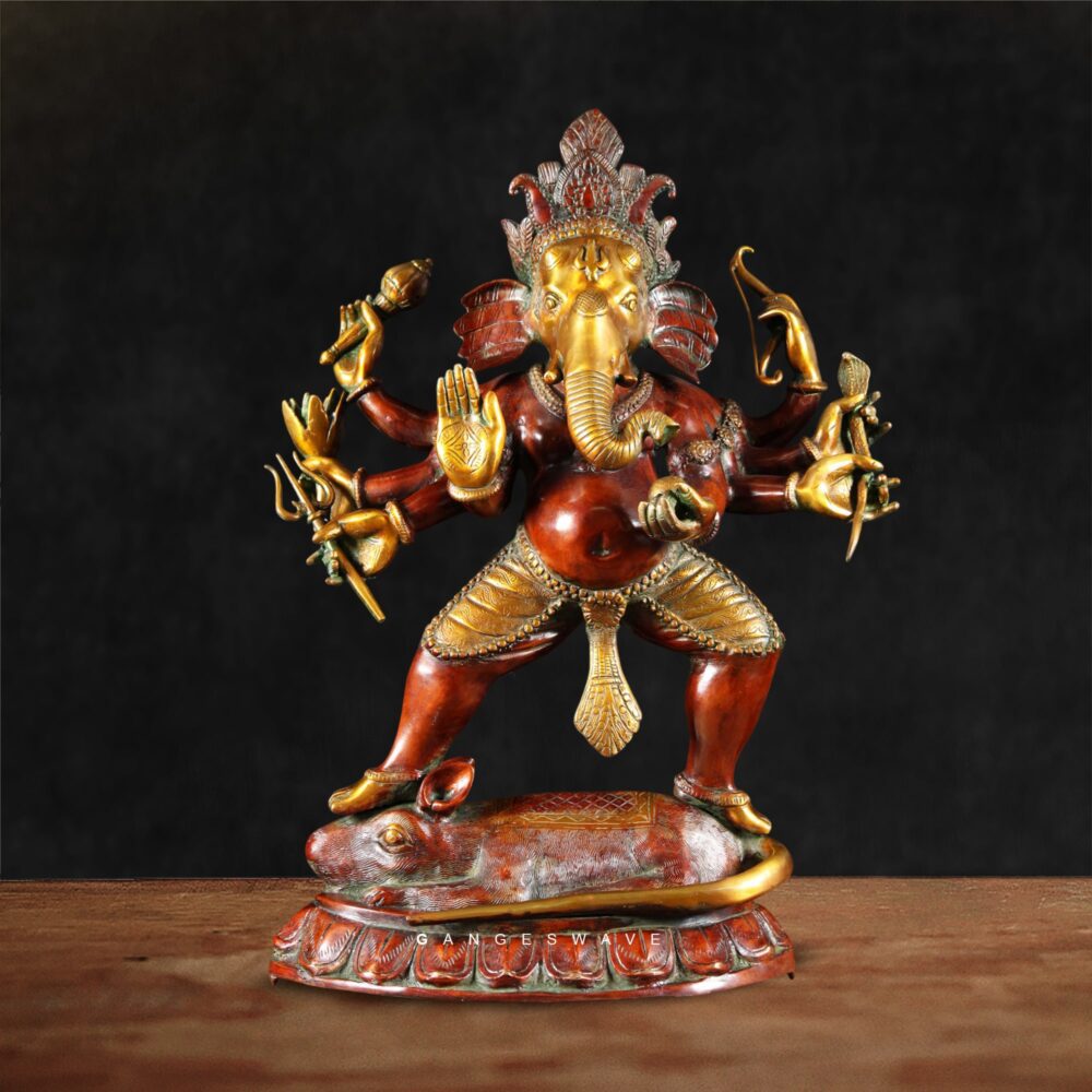 Artisanal Nritya Ganesh Brass Idol - 26 inches