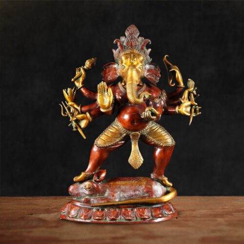 Artisanal Nritya Ganesh Brass Idol - 26 inches