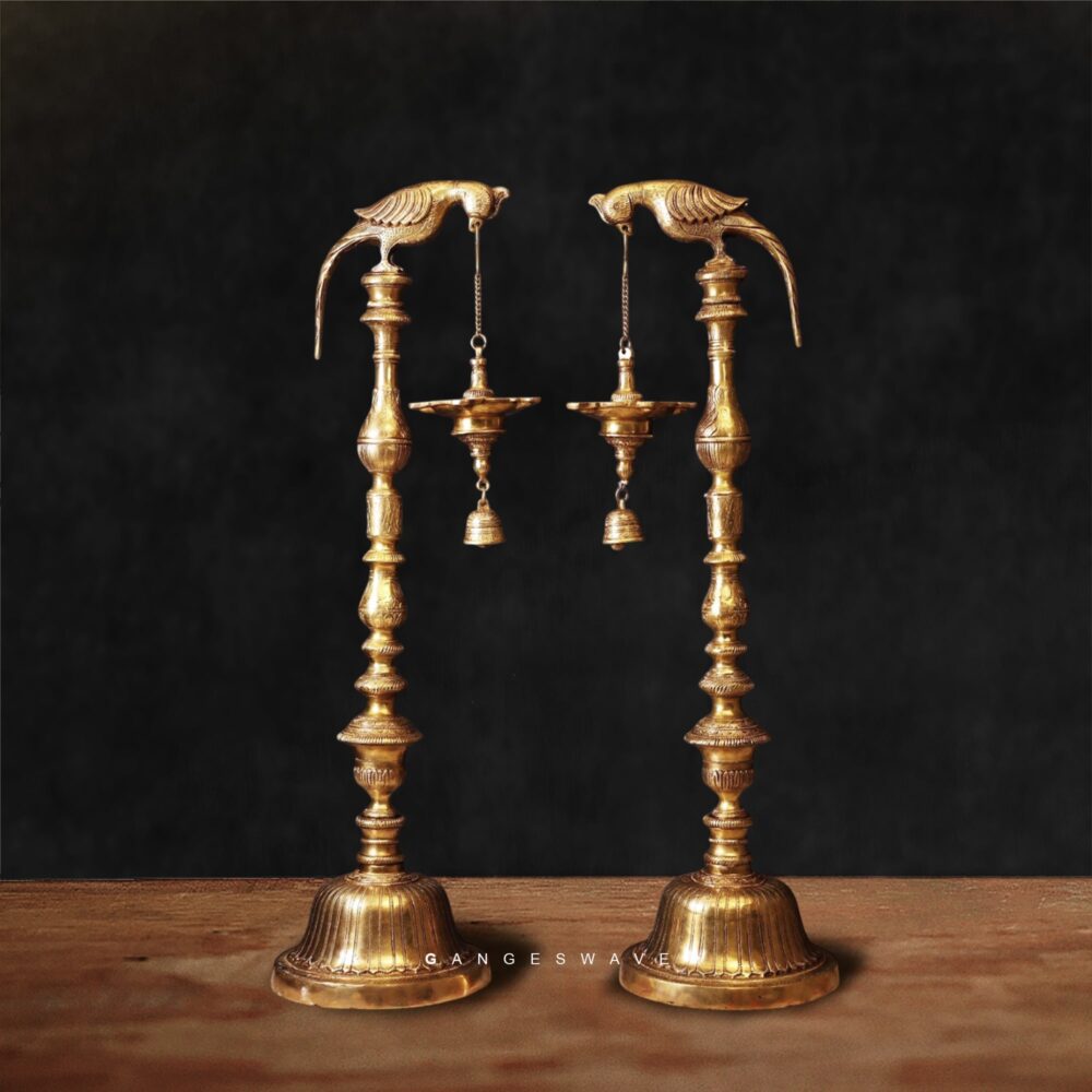 Parrot Superfine Brass Vilakku ( Lamp) - 4 feet