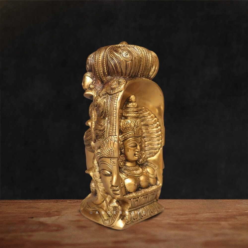 Traditional Brass Lord Shiva and Goddess Parvati Bust Idol